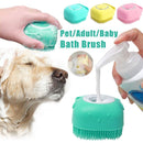 Luva de Banho para Pet em Silicone com Escova e Dispenser de Shampoo