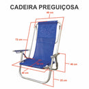 Cadeiras de praia modelo Preguiçosa 05 posições.